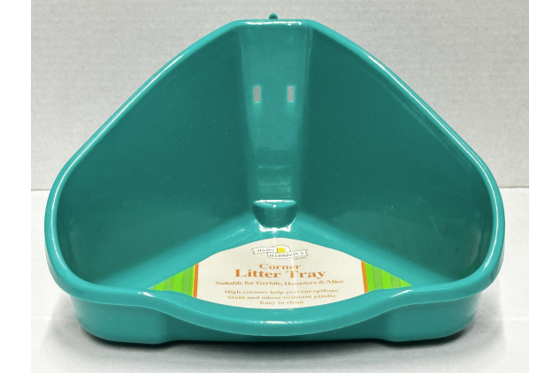 Walter Harrison Corner Litter Tray Small 16cm Teal for Gerbils Hamsters & Mice