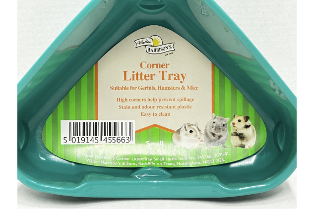 Walter Harrison Corner Litter Tray Small 16cm Teal for Gerbils Hamsters & Mice