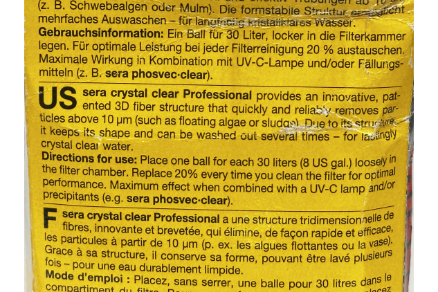 Sera Crystal Clear Professional Filter Medium for Aquariums 360L