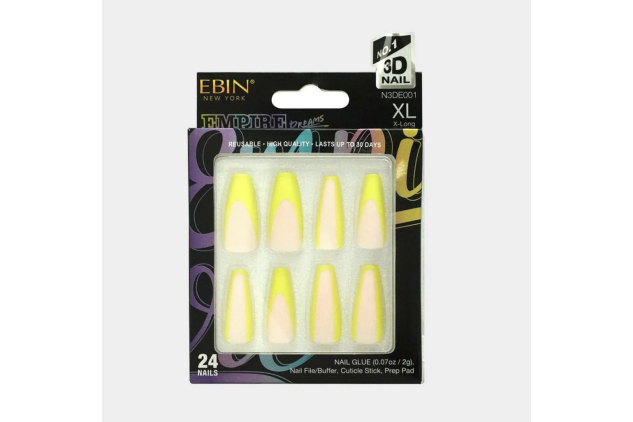 Ebin Press-On Nails Empire Dreams 24 Nails Neon Green Design