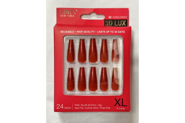 EBIN 3D Lux Winter Edition Nail Frosty Red 24 Nails