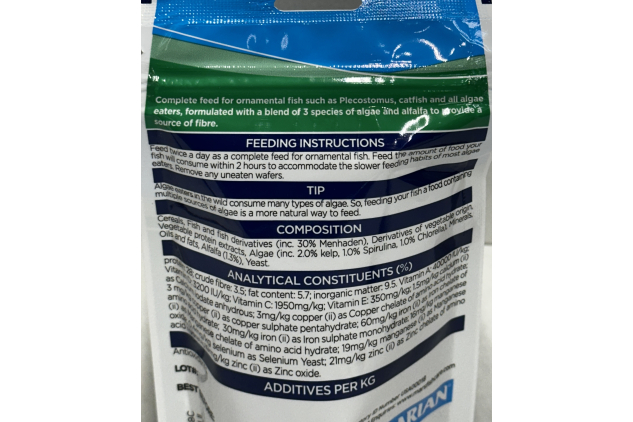 Aquarian Algae Wafers 85g Complete Nutrition for Plecs Catfish & Algae Eaters