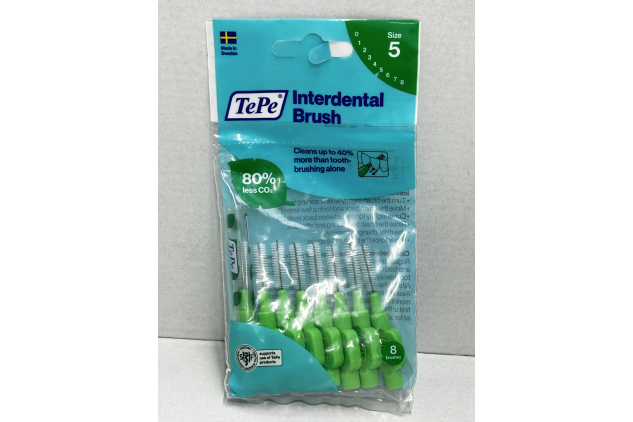 TePe Interdental Brushes Green 0.8mm Size 5 8 Pack for Small Gaps