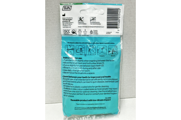 TePe Interdental Brushes Green 0.8mm Size 5 8 Pack for Small Gaps