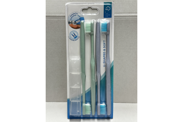 U-Shaped Orthodontic Toothbrush Set 4 Pack Soft Bristles for Braces
