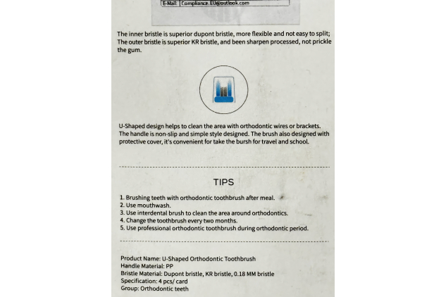 U-Shaped Orthodontic Toothbrush Set 4 Pack Soft Bristles for Braces