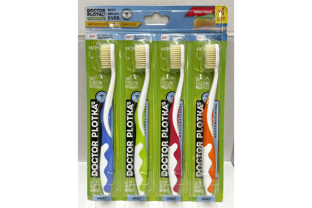 Mouthwatchers Dr Plotkas Soft Flossing Adult Toothbrush 4 Pack Multicolour