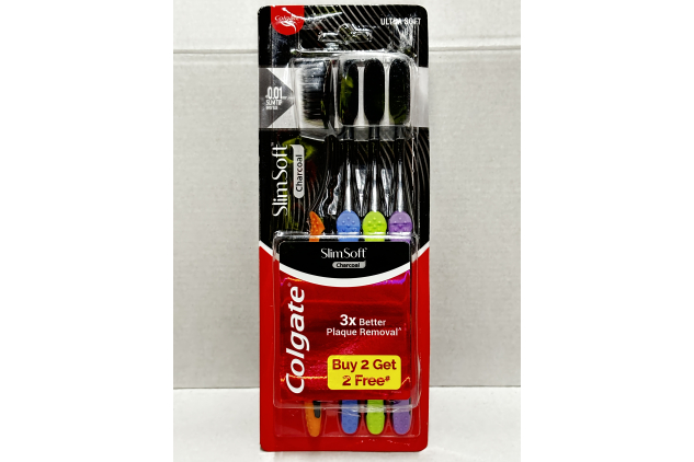 Colgate SlimSoft Charcoal Adult Toothbrushes 4 Pack Ultra Soft
