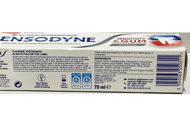 Sensodyne Sensitivity & Gum Whitening Toothpaste 75ml for Sensitive Teeth