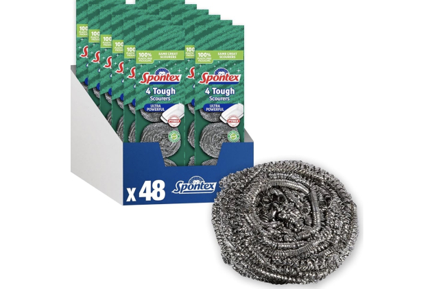 Spontex Tough Kitchen Scourers 48 Count Rust Free Stainless Steel