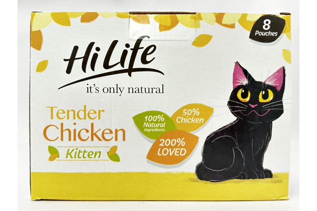 HiLife Tender Chicken Kitten Cat Food Pouches 8 x 70g 560g