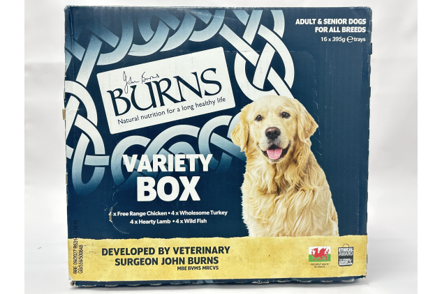 Burns Natural Wet Dog Food Variety Box Adult & Senior Dogs | 15 × 395g Trays | Outer Box Packaging Damage