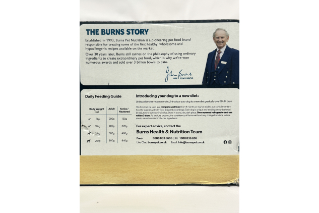 Burns Natural Wet Dog Food Variety Box Adult & Senior Dogs | 15 × 395g Trays | Outer Box Packaging Damage