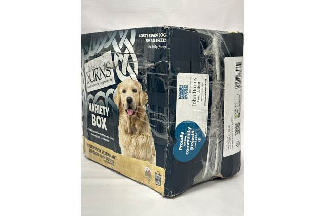 Burns Natural Wet Dog Food Variety Box Adult & Senior Dogs | 15 × 395g Trays | Outer Box Packaging Damage