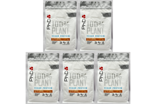 PhD 100% Plant Vegan Protein Salted Caramel 5 x 1kg 200 Servings