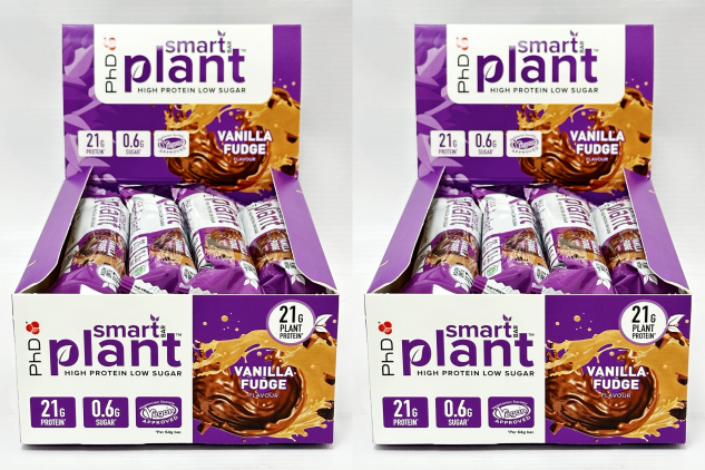PhD Smart Plant Bar Vanilla Fudge 24 x 64g High Protein Low Sugar Vegan