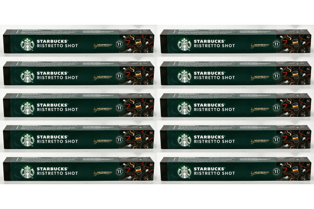 Starbucks Ristretto Shot by Nespresso 100 Capsules Dark Roast Intensity 11