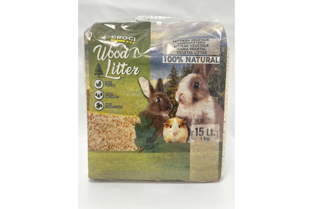 Croci Wood Litter 15L 1kg Natural Vegetable Rodent Bedding