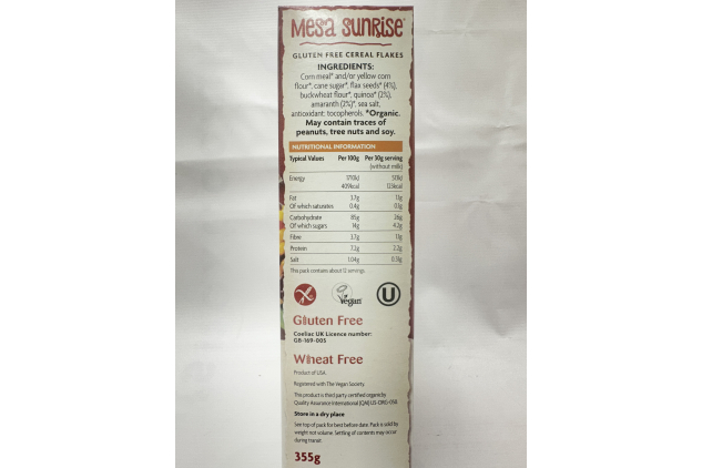 Nature's Path Mesa Sunrise Organic Gluten Free Cereal 4 x 355g Vegan High Fibre