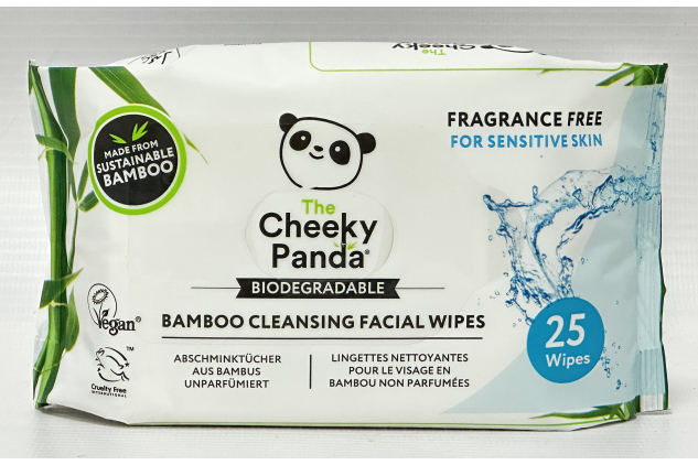 The Cheeky Panda Bamboo Cleansing Facial Wipes Unscented 25 Pack