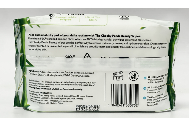 The Cheeky Panda Bamboo Cleansing Facial Wipes Unscented 25 Pack