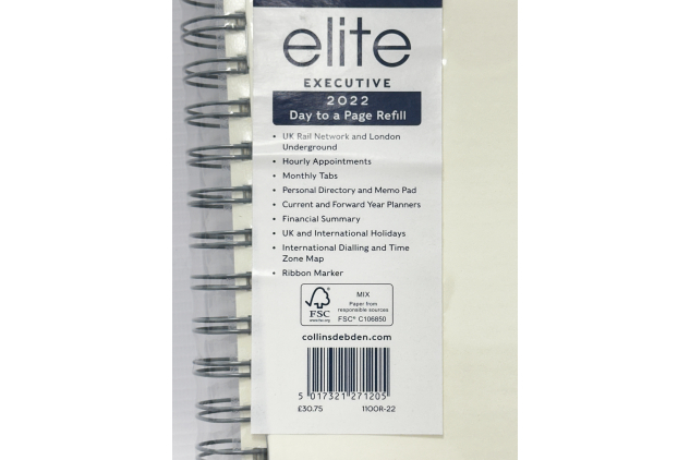 FREE ITEM | Collins Elite Executive 2022 Day to a Page Refill Personal Directory