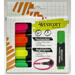 Westcott Highlighter Markers 4 Pack Green Yellow Orange Pink