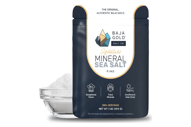 Baja Gold Mineral Sea Salt – Fine Grind – Unrefined, Mineral-Rich & Low in Sodium – 100% Natural, No Additives – Perfect for Seasoning, Cooking & Baking, Available in 454g