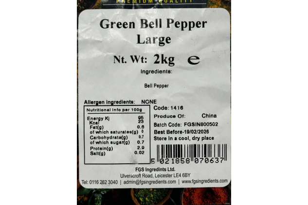 Green Bell Pepper Large 2kg Cooking Ingredient for Curries Sauces Soups & Stews