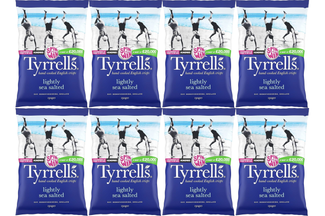 Tyrrells Lightly Sea Salted Crisps 8 x 150g Sharing Bags Hand Cooked