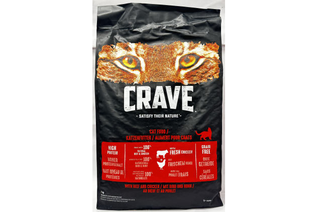 Crave Adult Cat Dry Food with Chicken & Beef 7kg Grain Free High Protein