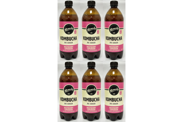 Remedy Kombucha Raspberry Lemonade 6 x 700ml Naturally Sugar Free Sparkling Drink