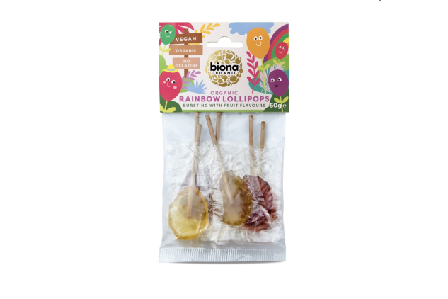 Biona Organic Rainbow Lollipops Vegan No Gelatine 50g