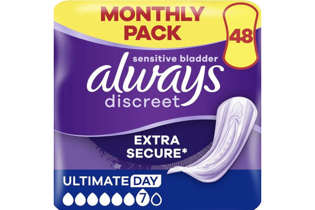 Always Discreet Incontinence Pads Ultimate Day 48 Pads Extra Secure Absorbency 7