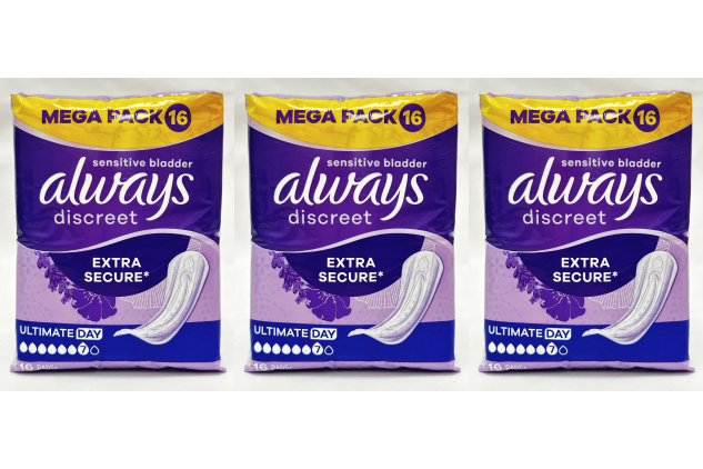 Always Discreet Incontinence Pads Ultimate Day Extra Secure 48 Pads