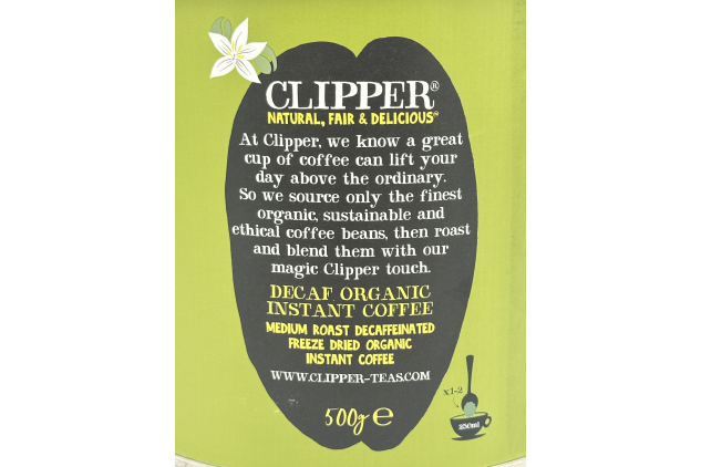Clipper Organic Decaf Instant Coffee | Fairtrade Medium Roast Arabica | 500g Tin | DENTED TIN