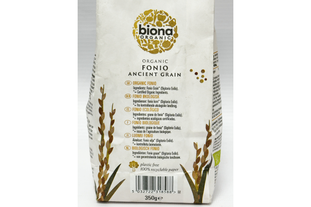 Biona Organic Fonio Ancient Grain 350g Rice Alternative for Salads, Stews & Porridge