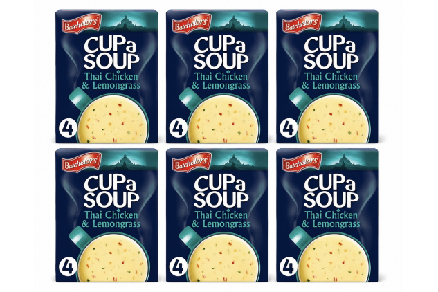 Batchelors Cup a Soup 4 Sachets Thai Chicken & Lemongrass Instant Soup (Total 6 Boxes = 24 Sachets