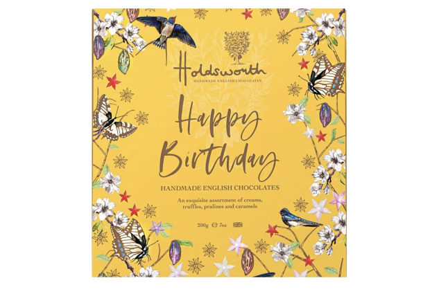 Holdsworth Chocolates Occasions Collection - Happy Birthday Box Filled with Handmade Truffles and Assorted Milk, Dark and White Chocolates 200g