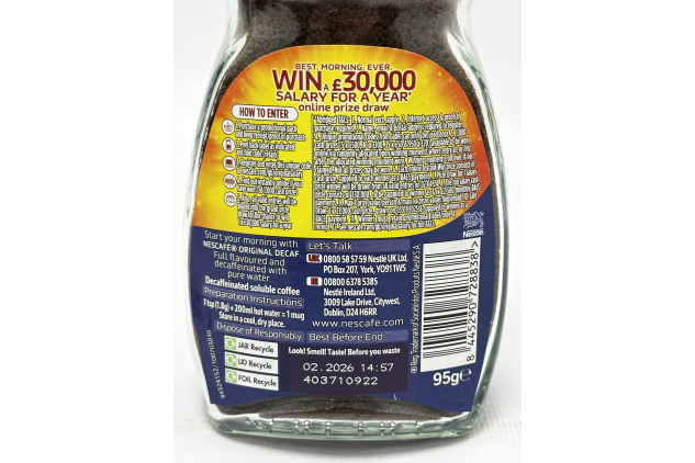 Nescafé Original Decaf Instant Coffee 95g