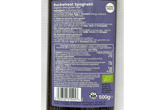 Amisa Organic Gluten Free Buckwheat Spaghetti 500g