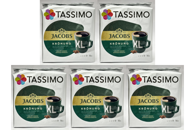 Tassimo Jacobs Krönung XL Coffee Capsules 5 Packs 80 Capsules for 80 Drinks