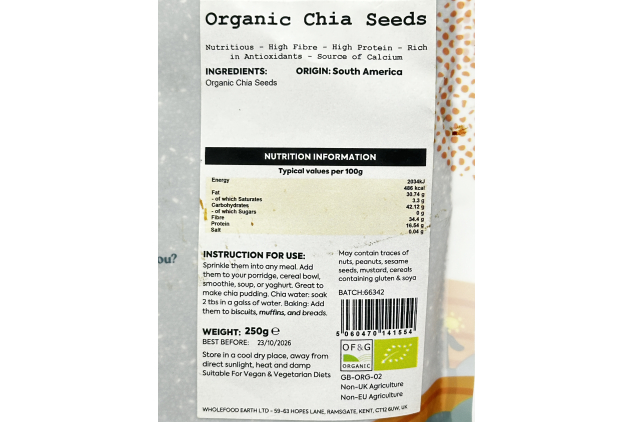 Organic Chia Seeds 250g for Overnight Oats, Smoothies & Chia Pudding
