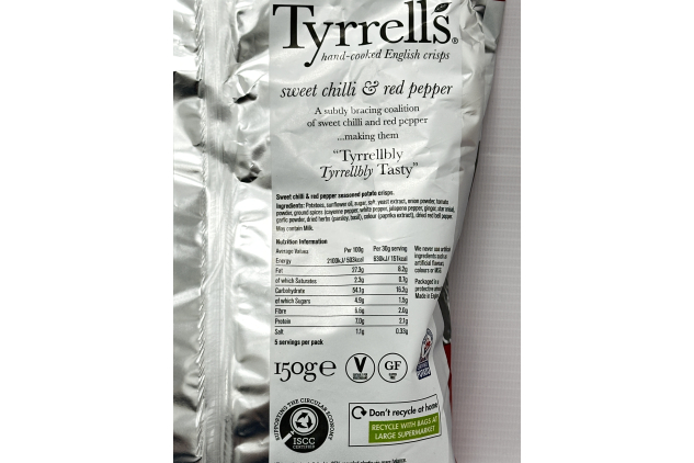 Tyrrells Sweet Chilli & Red Pepper Sharing Crisps 8 x 150g