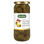 Bevelini Spanish Green Olives Stuffed with Red Peppers 340g