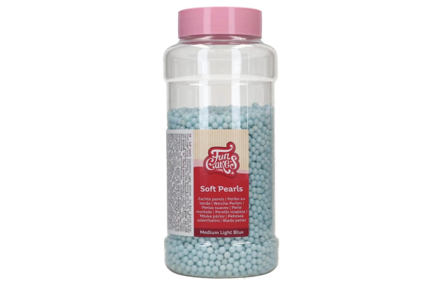 FunCakes Soft Pearls Medium Light Blue Cake Sprinkles, Great Taste, Perfect for Cake Decorating, Edible Soft Sugar Pearls 500g