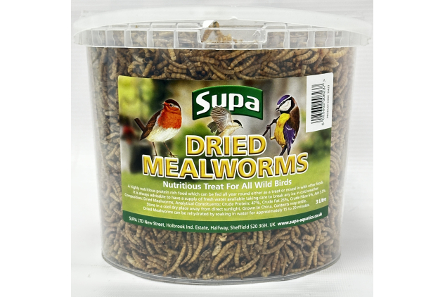 Supa Dried Mealworms for Wild Birds 3 Litre Bucket Protein Rich Bird Treat