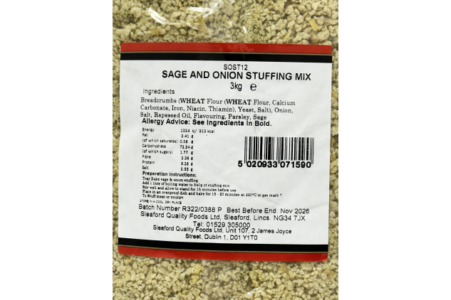 Chef William Sage and Onion Stuffing Mix 3kg Catering Pack