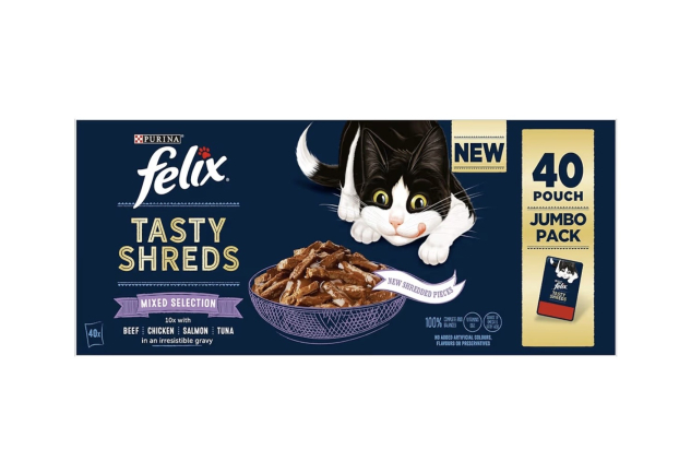FELIX Tasty Shreds Mixed Selection in Gravy Wet Cat Food 40 X 80g Pouches