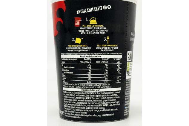 Pot Noodle Bombay Bad Boy King Pot 12 x 114g Instant Noodles